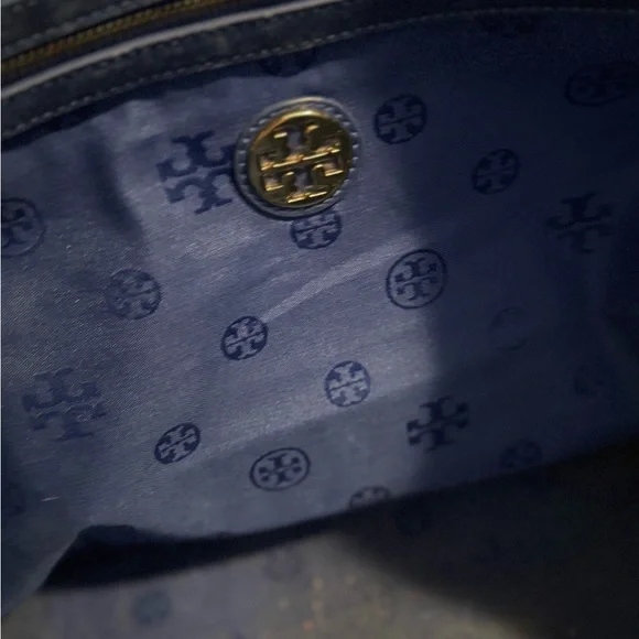 Tory Burch Colorful Woven Tote with Blue Handles - Picture 13 of 15